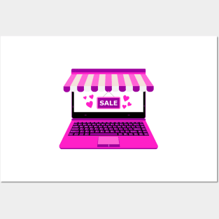 laptop vector for Online shop payment Posters and Art